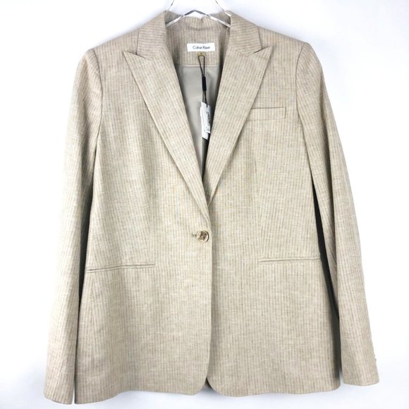 Calvin Klein Jackets & Blazers - NWT Calvin Klein Linen Blend Pinstripe Blazer